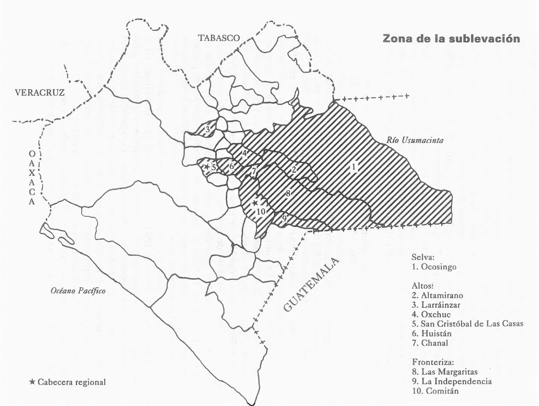 Mapa zona de la sublevacin