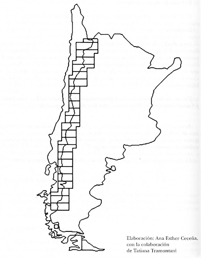 Mapa de aplicacin del tratado minero Chile-Argentina